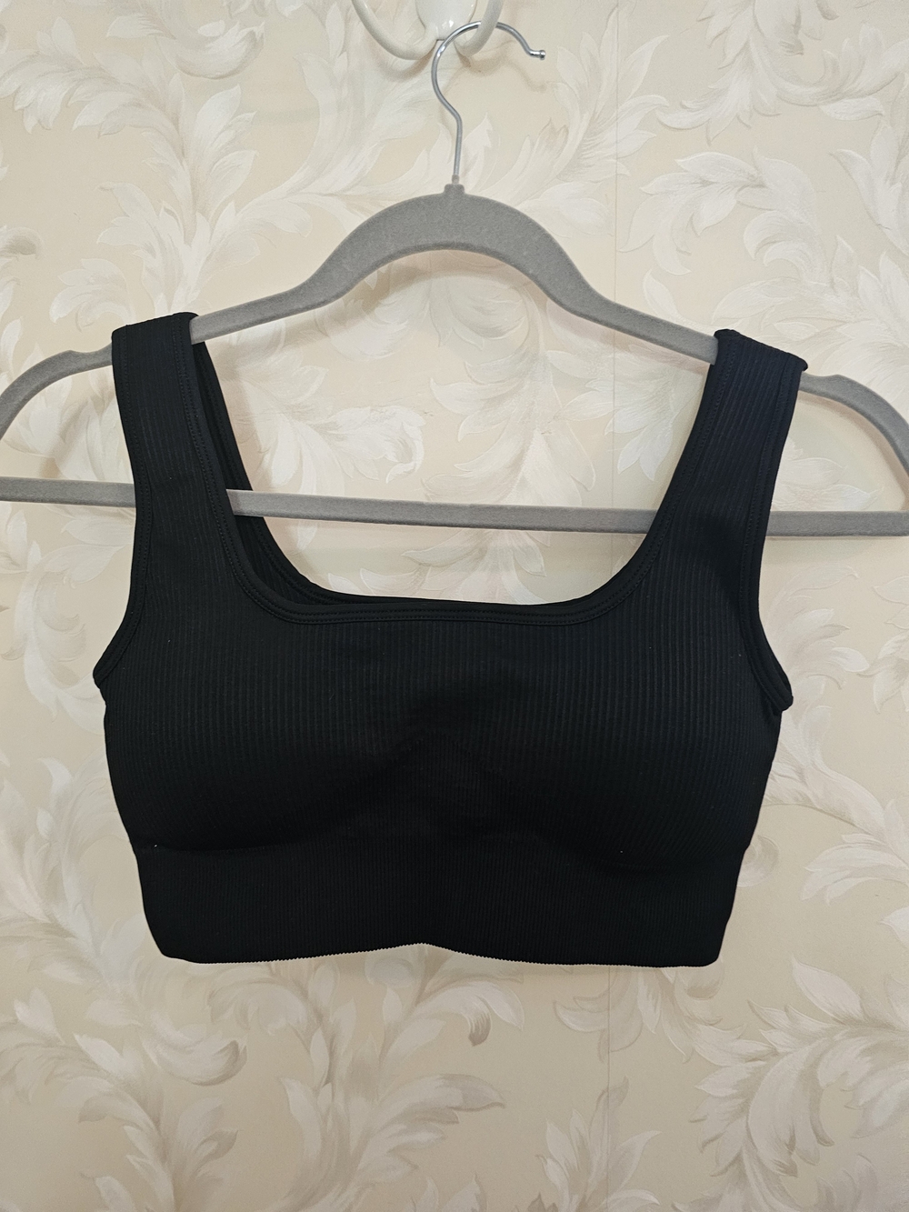 Ribbed Scoop Sports Bralette - Black